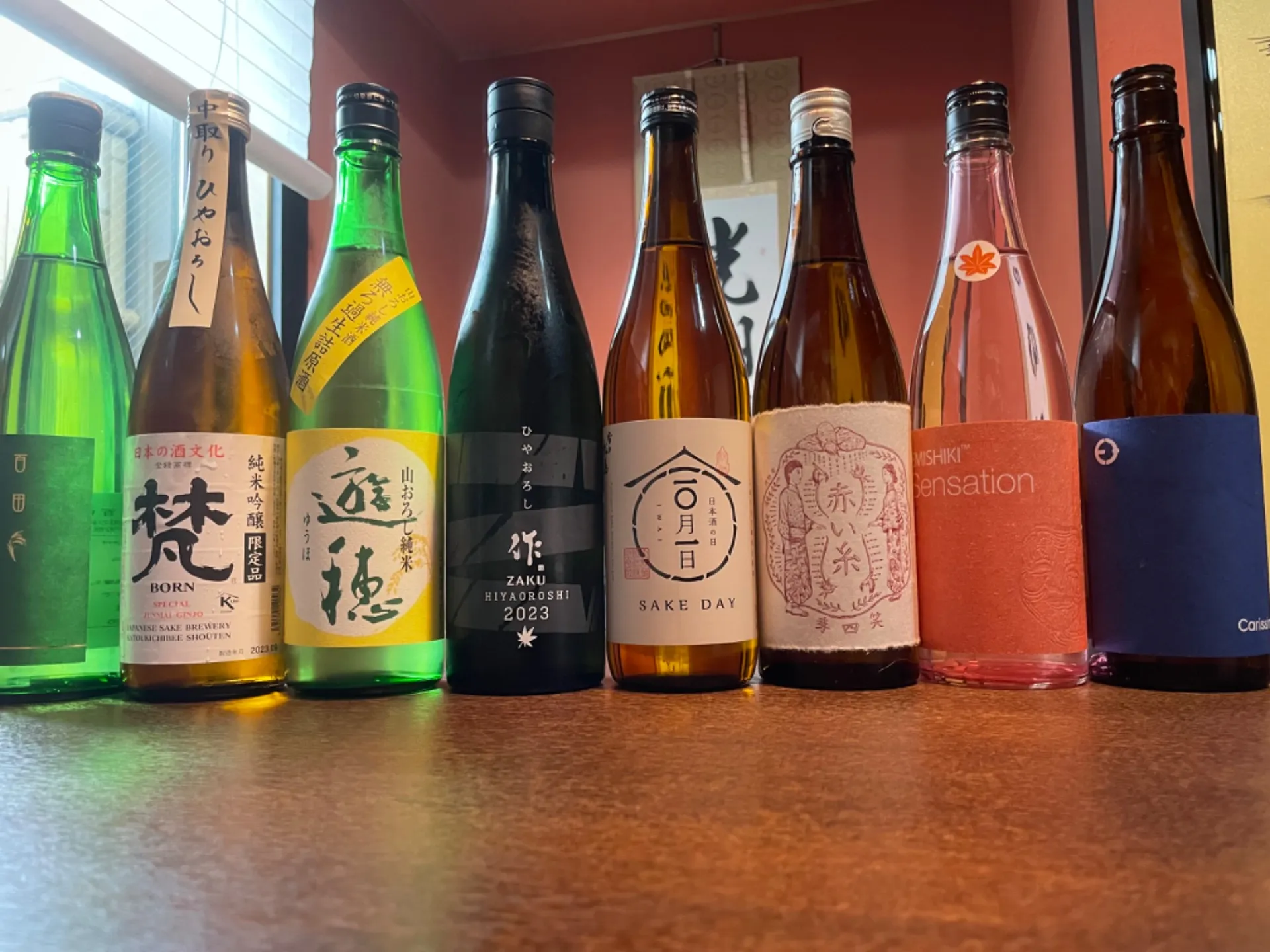 日本酒ラインナップ　料理に合う日本酒を約20種類取り揃えております